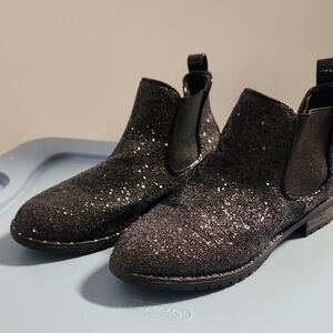 Black Glitter Chelsea Boots